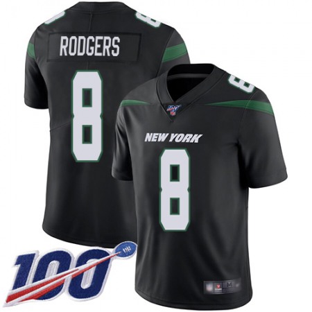 Nike Jets #8 Aaron Rodgers Black Alternate Men's Stitched NFL 100th Season Vapor Untouchable Limited Jersey