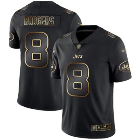 Nike Jets #8 Aaron Rodgers Black/Gold Men's Stitched NFL Vapor Untouchable Limited Jersey