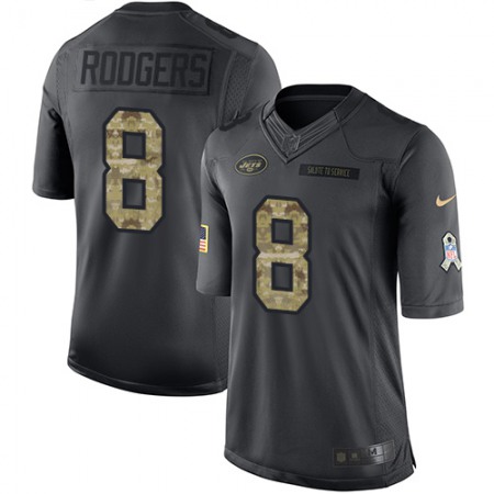 Nike Jets #8 Aaron Rodgers Black Men's Stitched NFL Limited 2016 Salute to Service Jersey