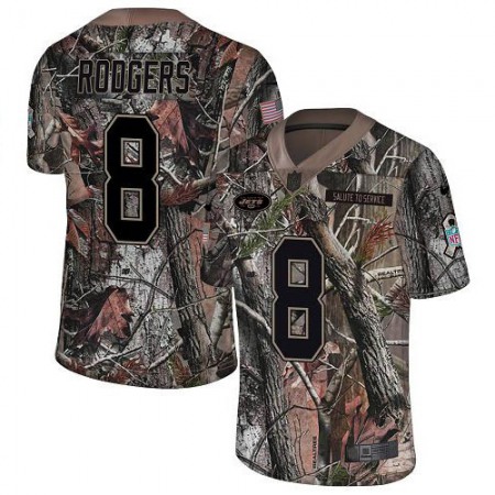 Nike Jets #8 Aaron Rodgers Camo Men's Stitched NFL Limited Rush Realtree Jersey