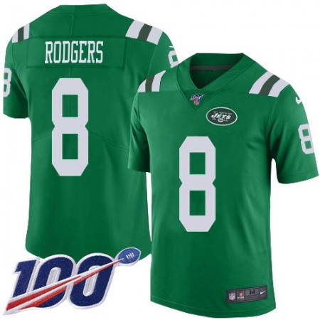 Nike Jets #8 Aaron Rodgers Green Men's Stitched NFL Limited Rush 100th Season Jersey