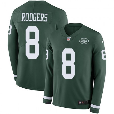 Nike Jets #8 Aaron Rodgers Green Team Color Men's Stitched NFL Limited Therma Long Sleeve Jersey