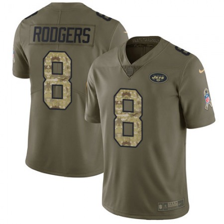 Nike Jets #8 Aaron Rodgers Olive/Camo Men's Stitched NFL Limited 2017 Salute To Service Jersey
