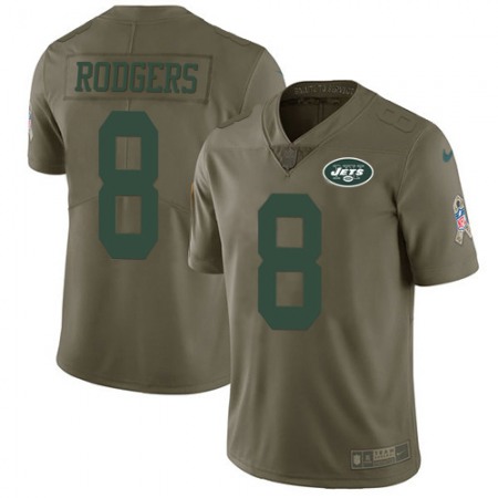 Nike Jets #8 Aaron Rodgers Olive Men's Stitched NFL Limited 2017 Salute To Service Jersey