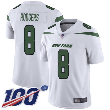 Nike Jets #8 Aaron Rodgers White Men's Stitched NFL 100th Season Vapor Limited Jersey