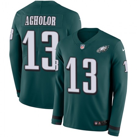 Nike Eagles #13 Nelson Agholor Midnight Green Team Color Men's Stitched NFL Limited Therma Long Sleeve Jersey