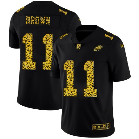 Philadelphia Eagles #11 A.J. Brown Men's Nike Leopard Print Fashion Vapor Limited NFL Jersey Black