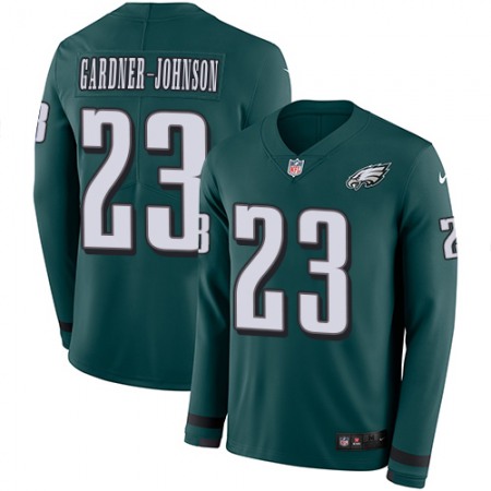 Nike Eagles #23 C.J. Gardner-Johnson Green Team Color Men's Stitched NFL Limited Therma Long Sleeve Jersey