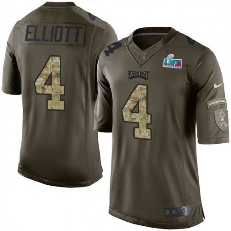 Nike Eagles #4 Jake Elliott Green Super Bowl LVII Patch Men's Stitched NFL Limited 2015 Salute to Service Jersey