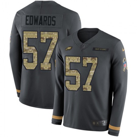 Nike Eagles #57 T. J. Edwards Anthracite Salute to Service Men's Stitched NFL Limited Therma Long Sleeve Jersey