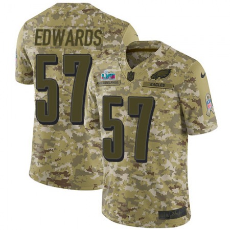 Nike Eagles #57 T. J. Edwards Camo Super Bowl LVII Patch Men's Stitched NFL Limited 2018 Salute To Service Jersey