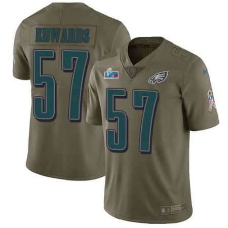 Nike Eagles #57 T. J. Edwards Olive Super Bowl LVII Patch Men's Stitched NFL Limited 2017 Salute To Service Jersey