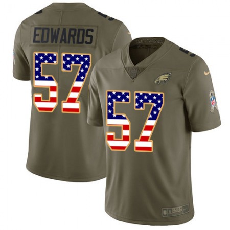 Nike Eagles #57 T. J. Edwards Olive/USA Flag Men's Stitched NFL Limited 2017 Salute To Service Jersey
