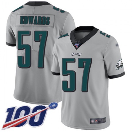 Nike Eagles #57 T. J. Edwards Silver Men's Stitched NFL Limited Inverted Legend 100th Season Jersey