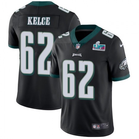 Nike Eagles #62 Jason Kelce Black Super Bowl LVII Patch Alternate Men's Stitched NFL Vapor Untouchable Limited Jersey