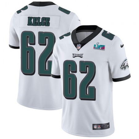 Nike Eagles #62 Jason Kelce White Super Bowl LVII Patch Men's Stitched NFL Vapor Untouchable Limited Jersey