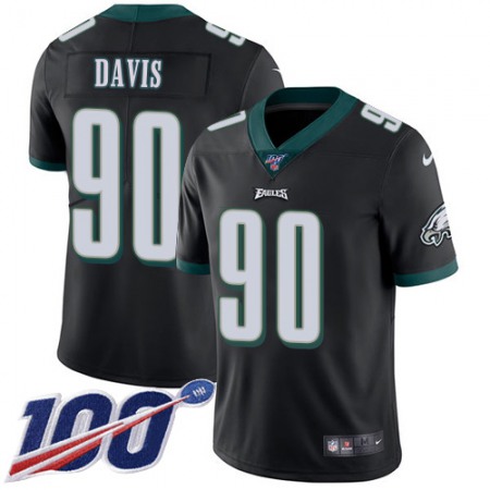 Nike Eagles #90 Jordan Davis Black Alternate Men's Stitched NFL 100th Season Vapor Untouchable Limited Jersey