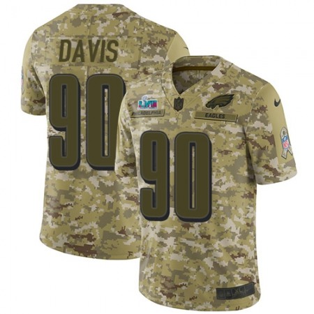 Nike Eagles #90 Jordan Davis Camo Super Bowl LVII Patch Men's Stitched NFL Limited 2018 Salute To Service Jersey