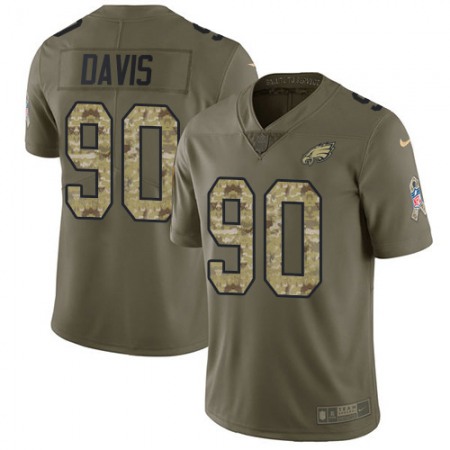 Nike Eagles #90 Jordan Davis Olive/Camo Men's Stitched NFL Limited 2017 Salute To Service Jersey