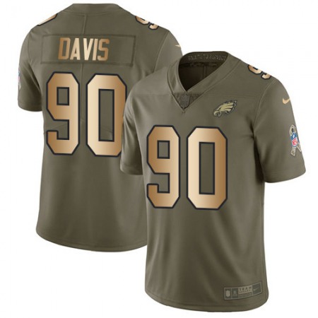 Nike Eagles #90 Jordan Davis Olive/Gold Men's Stitched NFL Limited 2017 Salute To Service Jersey