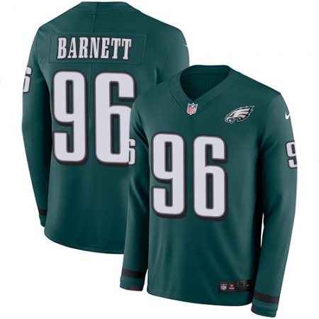 Nike Eagles #96 Derek Barnett Midnight Green Team Color Men's Stitched NFL Limited Therma Long Sleeve Jersey