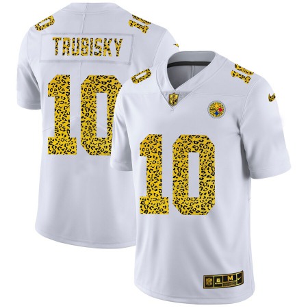 Nike Steelers #10 Mitchell Trubisky Men's Nike Flocked Leopard Print Vapor Limited NFL Jersey White