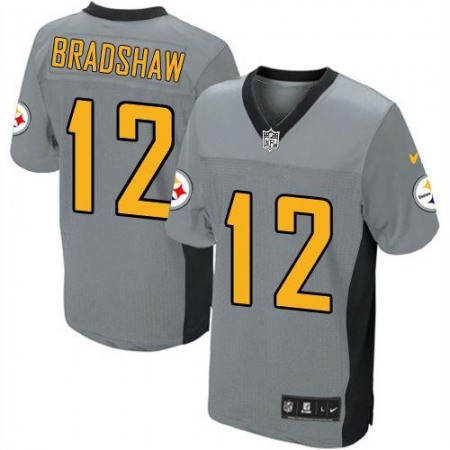 Nike Steelers #12 Terry Bradshaw Grey Shadow Men's Stitched NFL Elite Jersey