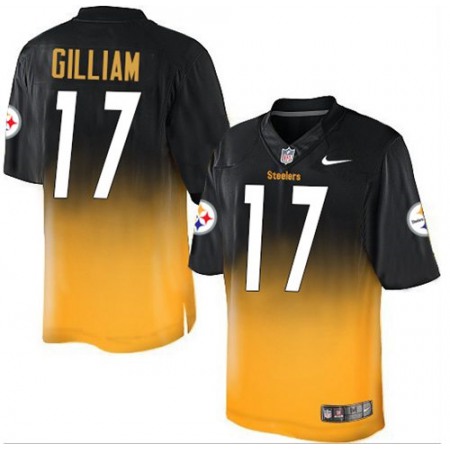 Nike Steelers #17 Joe Gilliam Black/Gold Men's Stitched NFL Elite Fadeaway Fashion Jersey