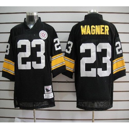 Mitchell And Ness Steelers #23 Mike Wagner Black Stitched NFL Jersey