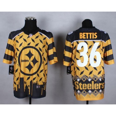 Nike Steelers #36 Jerome Bettis Gold Men's Stitched NFL Elite Noble Fashion Jersey