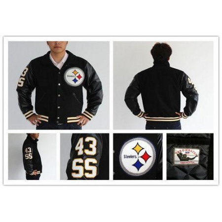 Mitchell And Ness NFL Pittsburgh Steelers #43 Troy Polamalu Authentic Wool Jacket