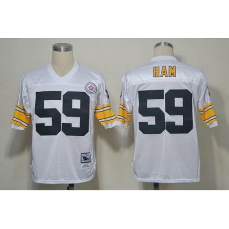 Mitchell And Ness Steelers #59 Jack Ham White Stitched NFL Jersey