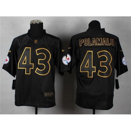 Nike Steelers #43 Troy Polamalu Black Gold No. Fashion Men's Stitched NFL Elite Jersey