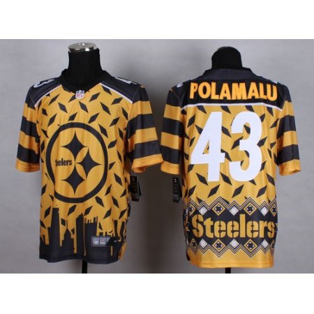 Nike Steelers #43 Troy Polamalu Gold Men's Stitched NFL Elite Noble Fashion Jersey