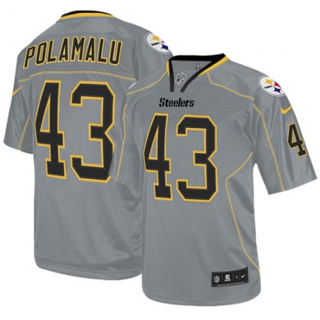 Nike Steelers #43 Troy Polamalu Lights Out Grey Men's Stitched NFL Elite Jersey