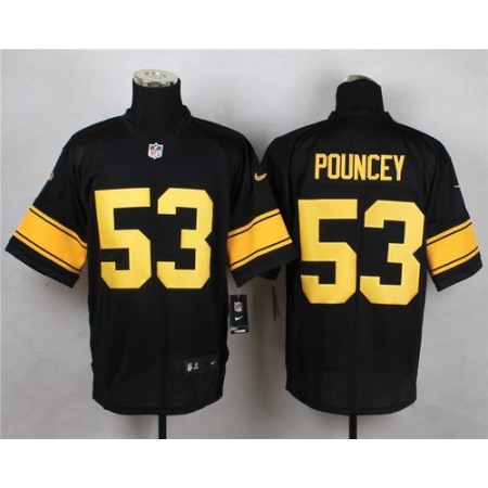 Nike Steelers #53 Maurkice Pouncey Black(Gold No.) Men's Stitched NFL Elite Jersey
