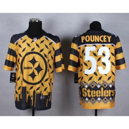 Nike Steelers #53 Maurkice Pouncey Gold Men's Stitched NFL Elite Noble Fashion Jersey