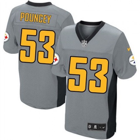 Nike Steelers #53 Maurkice Pouncey Grey Shadow Men's Stitched NFL Elite Jersey