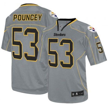 Nike Steelers #53 Maurkice Pouncey Lights Out Grey Men's Stitched NFL Elite Jersey