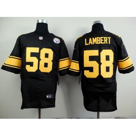 Nike Steelers #58 Jack Lambert Black(Gold No.) Men's Stitched NFL Elite Jersey