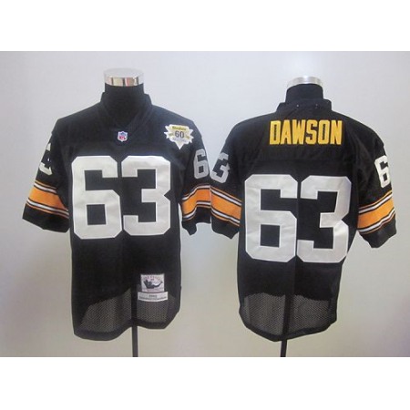 60TH Mitchell And Ness Steelers #63 Dermontti Dawson Black Stitched NFL Jersey