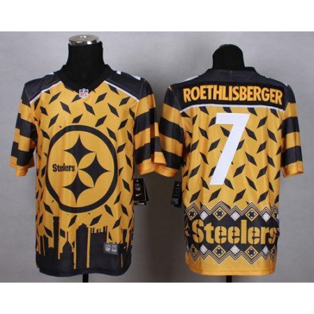 Nike Steelers #7 Ben Roethlisberger Gold Men's Stitched NFL Elite Noble Fashion Jersey