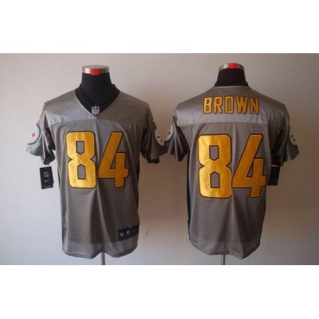 Nike Steelers #84 Antonio Brown Grey Shadow Men's Stitched NFL Elite Jersey