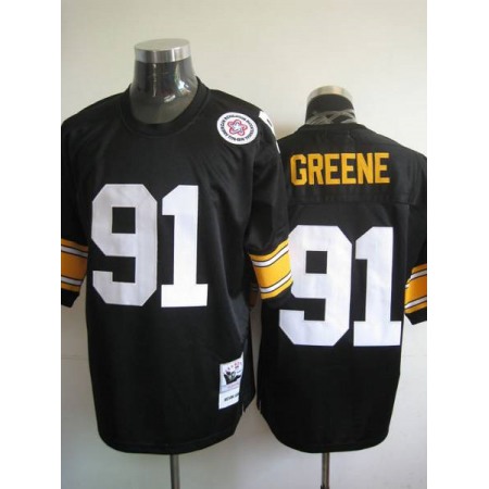 Mitchell And Ness Steelers #91 Kevin Greene Black Stitched Throwback NFL Jersey