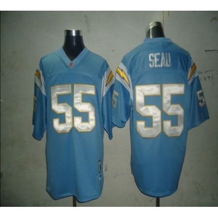Mitchell And Ness Chargers #55 Junior Seau Light Blue Stitched NFL Jersey