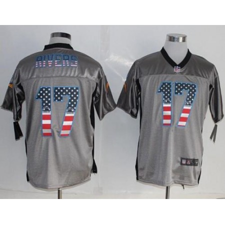 Nike Chargers #17 Philip Rivers Grey Men's Stitched NFL Elite USA Flag Fashion Jersey