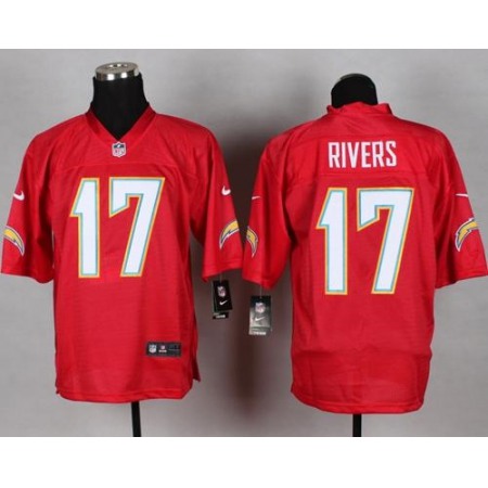 Nike Chargers #17 Philip Rivers Red Men's Stitched NFL Elite QB Practice Jersey