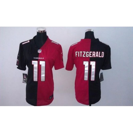 Nike Cardinals #11 Larry Fitzgerald Black/Red Women's Stitched NFL Elite Split Jersey