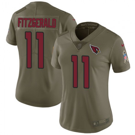 Nike Cardinals #11 Larry Fitzgerald Olive Women's Stitched NFL Limited 2017 Salute to Service Jersey
