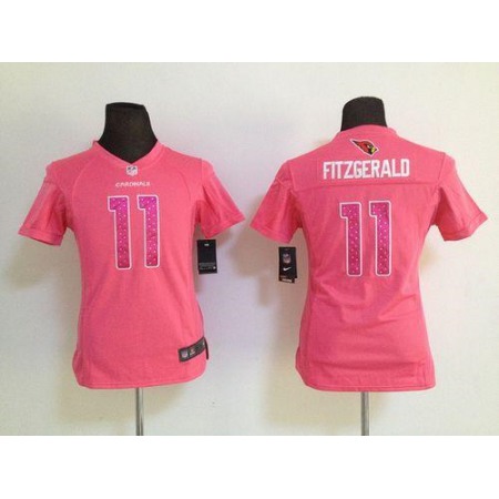 Nike Cardinals #11 Larry Fitzgerald Pink Sweetheart Women's Stitched NFL Elite Jersey
